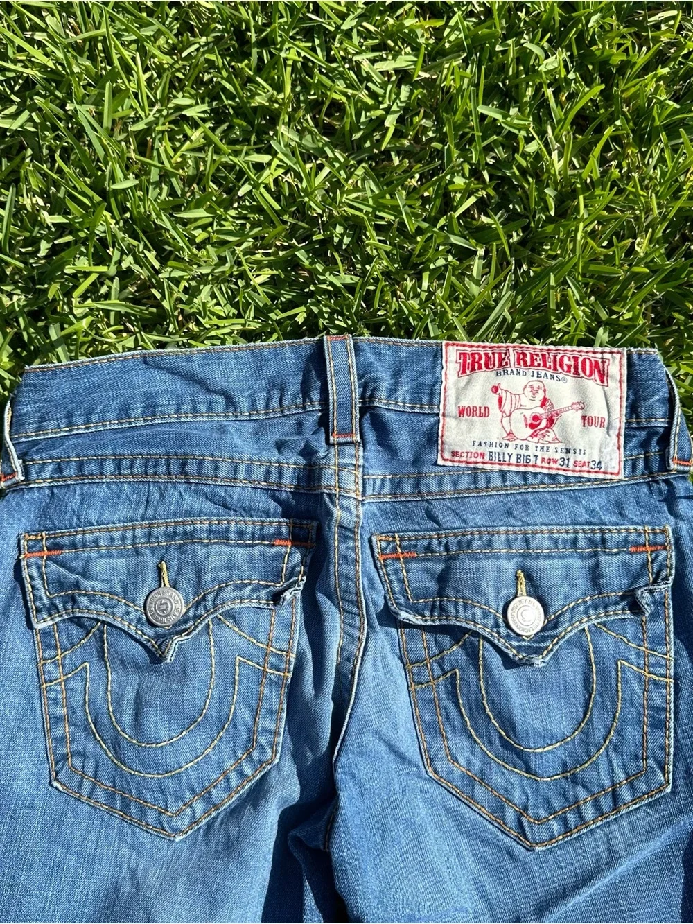 True Religion Men's Blue Bootcut Jeans Billy Big T Size 31